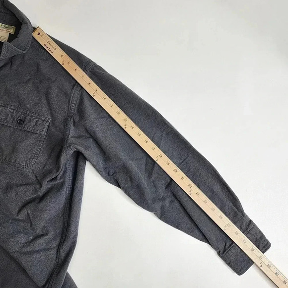 LL Bean Flannel Chamois Cloth Shirt Size XL Tall Gray Flannel Button Long Sleeve - Picture 6 of 9